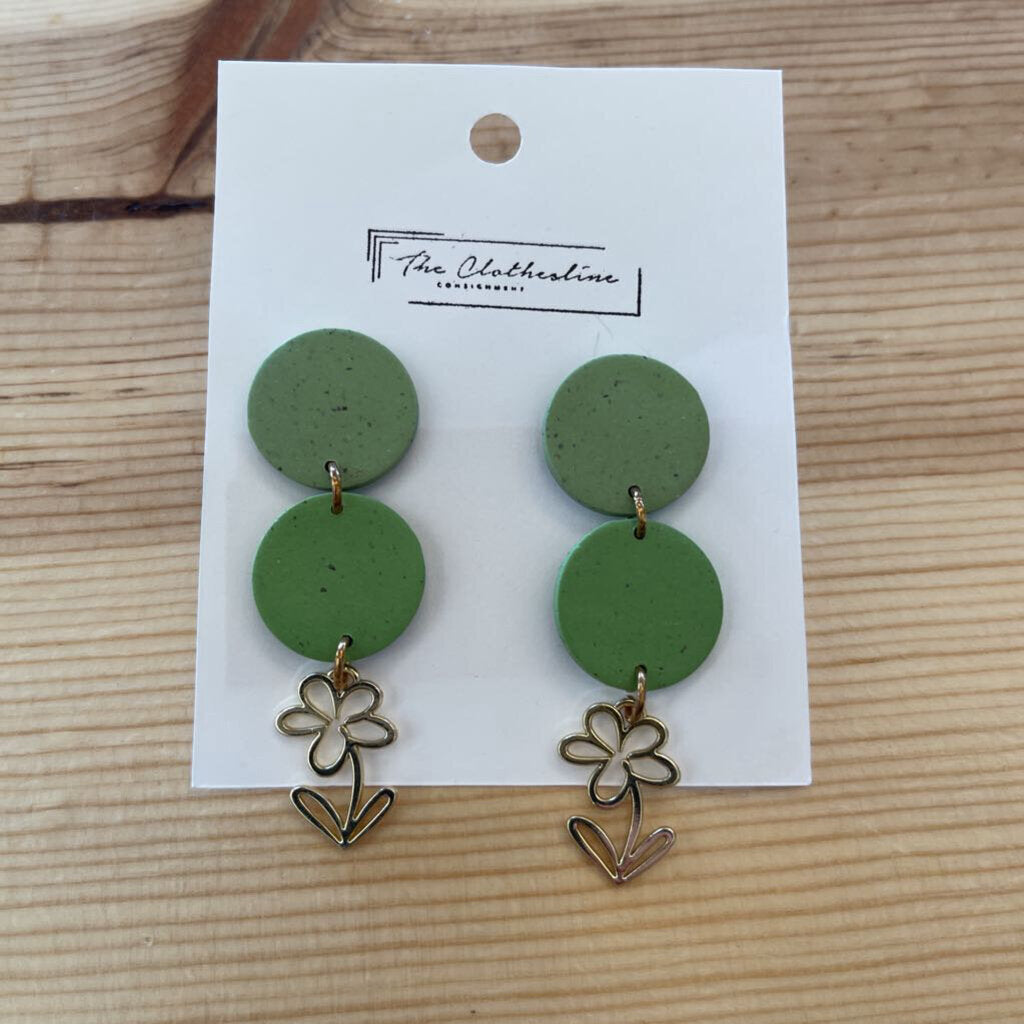 Earrings - Green Circle